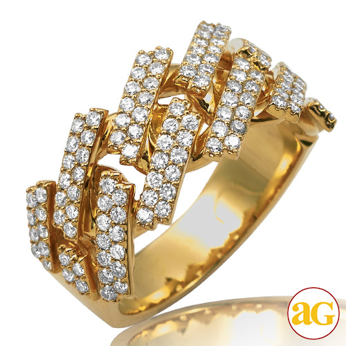 10KY 1.30CTW DIAMOND SQUARE LINK MIAMI CUBAN MENS