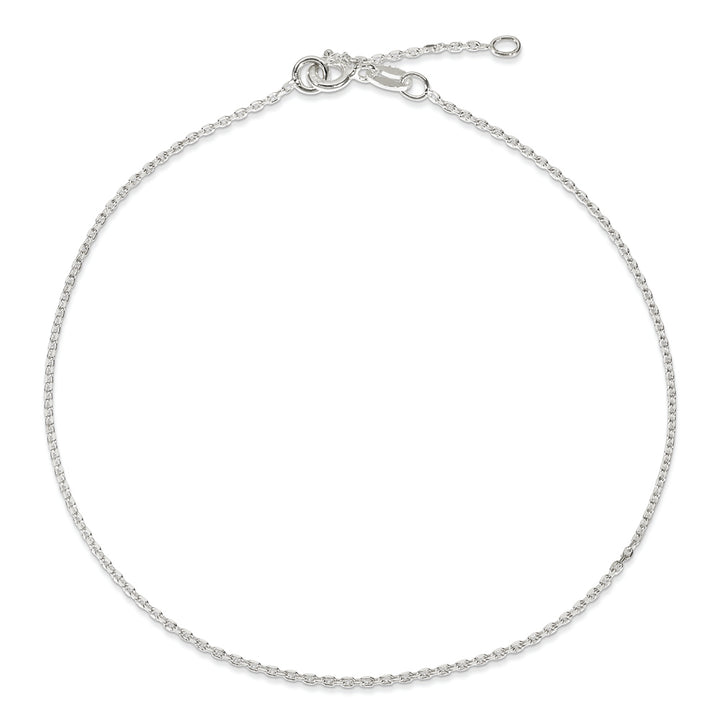 Sterling Silver 1mm Diamond-cut 9in Plus 1in ext. Anklet